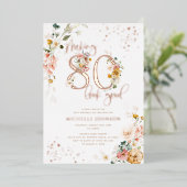 80-look Good Floral Roos Gold Folie Uitnodiging (Staand Voorkant)