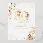 80-look Good Pink Floral Gold Folie Uitnodiging (Voorkant)