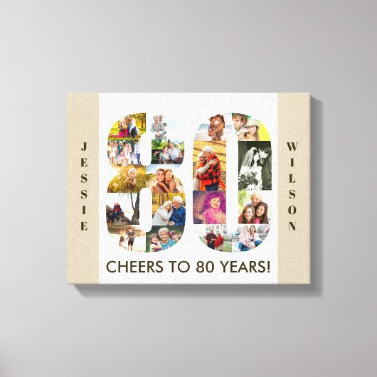 80 Neutrale 80e verjaardag Fotocollage Aantal Neut Canvas Afdruk (Voorkant)