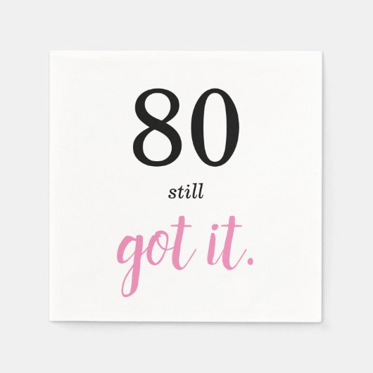 80 nog steeds met de elegante tekst van de verjaar servet (Voorkant)