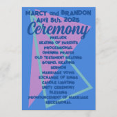 80 Pastels op Blue New Wave Wedding Programmakaart (Voorkant)