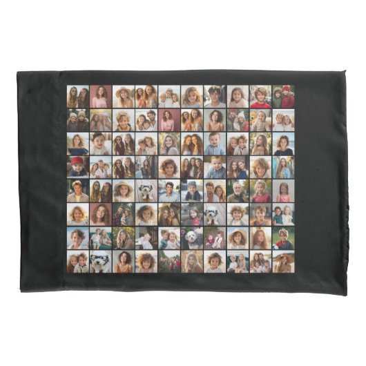 80 Photo Collage Zwart - Aangepast Afbeelding Kussensloop (Voorkant)