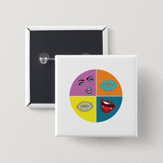 80 Pop Art Vierkante Button 5,1 Cm (Voorkant /achterkant)