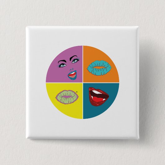 80 Pop Art Vierkante Button 5,1 Cm (Voorkant)