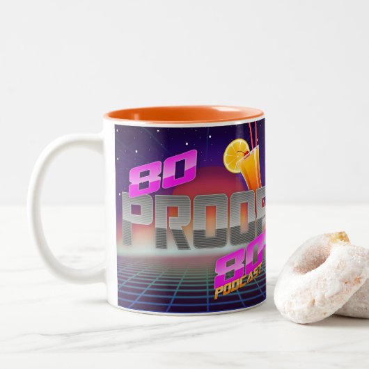 80 Proof 80s Podcast Nieuwe Mok (Met donut)