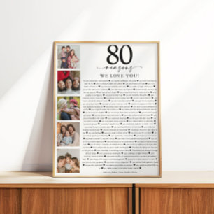 80 Redenen dat we van je houden Verjaardag Aandenk Perfect Poster