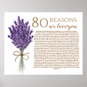 80 redenen waarom we van je houden op de verjaarda poster