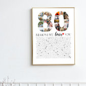 80 redenen waarom we van je houden verjaardag foto poster