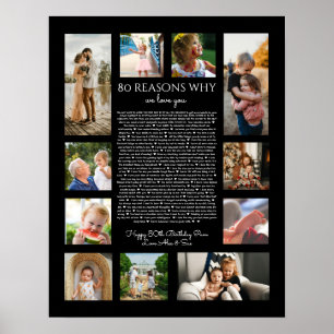 80 redenen waarom we van je houden zwart-wit poster