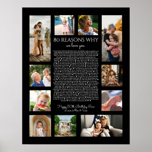 80 redenen waarom we van je houden zwart-wit poster (Voorkant)