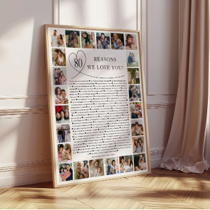 80 Redenen Waarom We Van Jou Houden Foto Collage A Perfect Poster