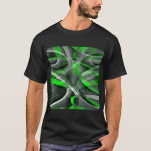 80 Retro Neon Green en Gray Curved Line Pat T-shirt