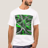 80 Retro Neon Green en Gray Curved Line Pat T-shirt (Voorkant)