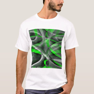 80 Retro Neon Green en Gray Curved Line Pat T-shirt