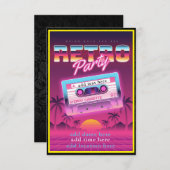 80 Retro Party Invitation Flat Card Bedankkaart (Voorkant / Achterkant)