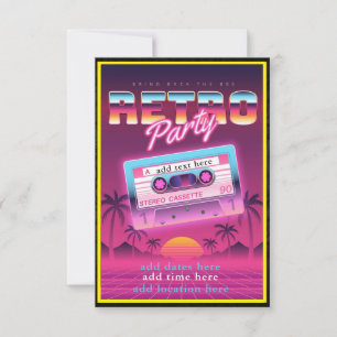 80 Retro Party Invitation Flat Card Bedankkaart