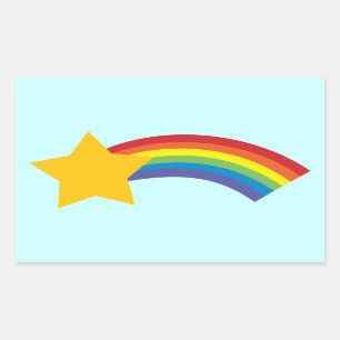 80 Retro Pop Rainbow Shooting Star-stickers Rechthoekige Sticker
