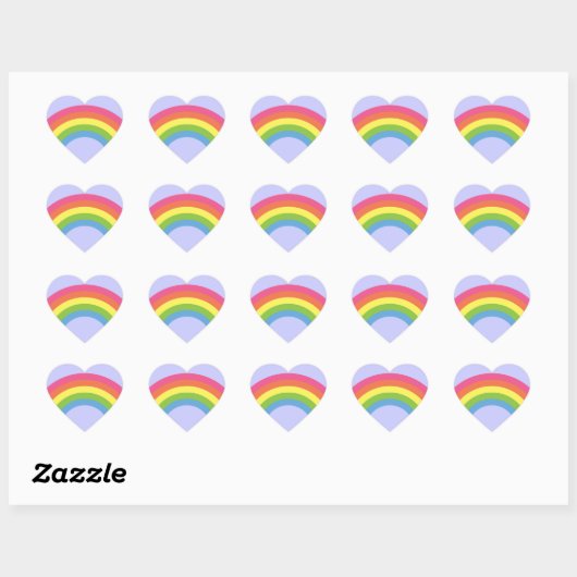 80 Retro Rainbow Heart Stickers (Vel)
