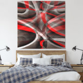 80 rode witte en grijze gelaagde curven canvas afdruk (Insitu (Slaapkamer))
