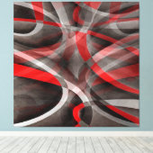 80 rode witte en grijze gelaagde curven canvas afdruk (Insitu (Houten vloer))