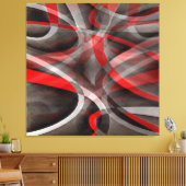 80 rode witte en grijze gelaagde curven canvas afdruk (Insitu (Woonkamer))