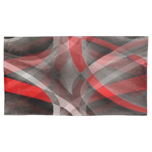 80 rode witte en grijze gelaagde curven kussensloop (Voorkant-Links)