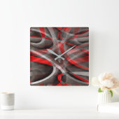 80 rode witte en grijze gelaagde curven vierkante klok (Huis)