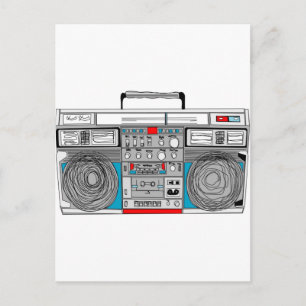 '80 s 'boombox'-illustratie briefkaart