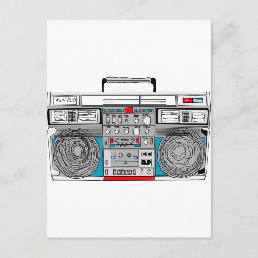 '80 s 'boombox'-illustratie briefkaart (Voorkant)