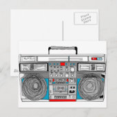 '80 s 'boombox'-illustratie briefkaart (Voorkant / Achterkant)