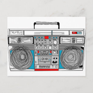 '80 s 'boombox'-illustratie briefkaart