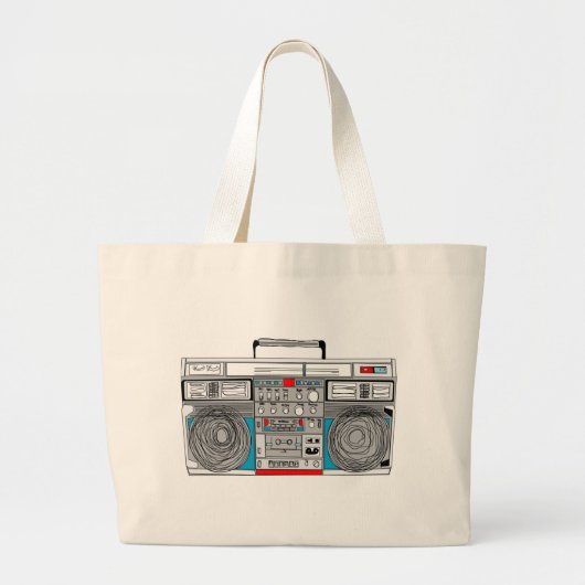 '80 s 'boombox'-illustratie grote tote bag (Voorkant)