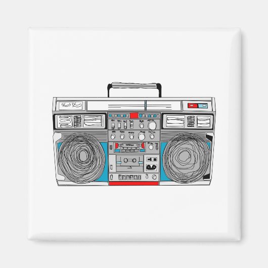'80 s 'boombox'-illustratie magneet (Voorkant)