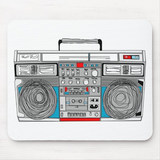 '80 s 'boombox'-illustratie muismat (Voorkant)
