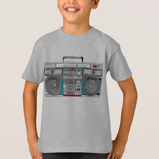 '80 s 'boombox'-illustratie t-shirt (Voorkant)