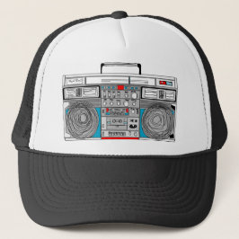 '80 s 'boombox'-illustratie trucker pet