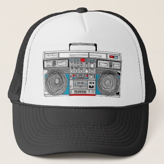 '80 s 'boombox'-illustratie trucker pet (Voorkant)