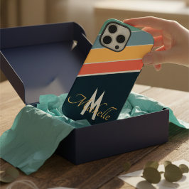 80 s  esthetisch Stripe stijlvol monogram iPhone 14 Pro Max Hoesje