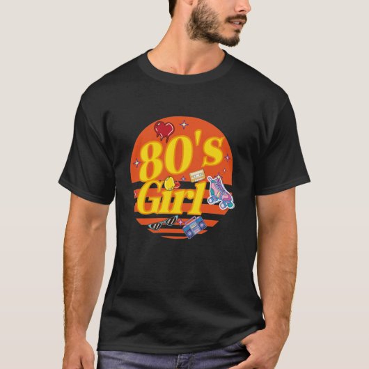 80 S Girl Birthday Party Costume Retro  T-shirt (Voorkant)