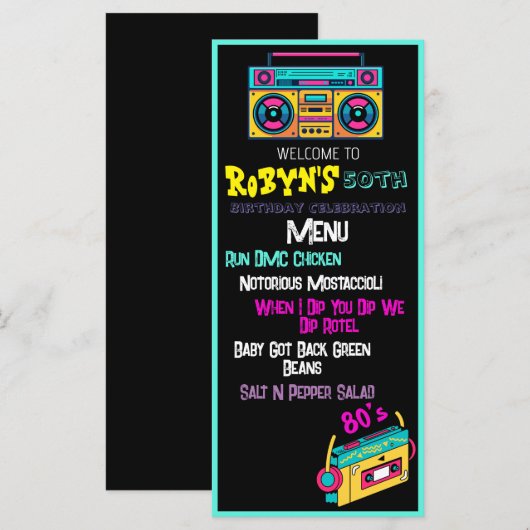 80’s of 90s Thema Verjaardag Uitnodiging (Voorkant / Achterkant)