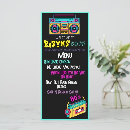 80’s of 90s Thema Verjaardag Uitnodiging (Staand voorkant)