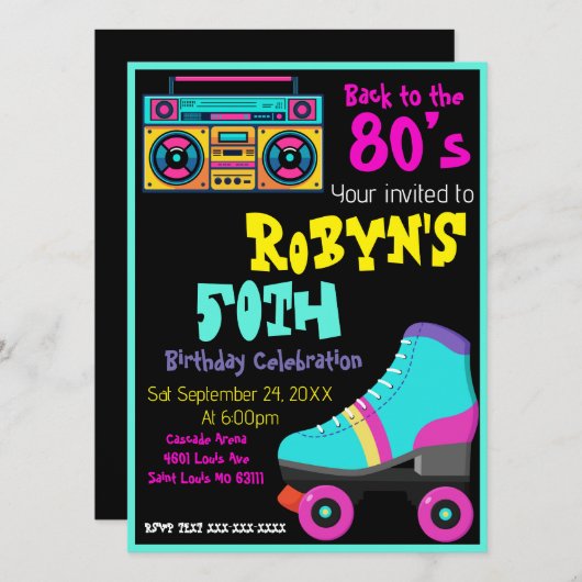 80’s of 90s Thema Verjaardag Uitnodiging (Voorkant / Achterkant)