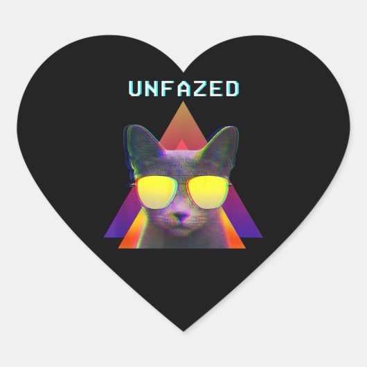 80 s Retro-dampgolf-esthetische stijl onfazant kat Hart Sticker (Voorkant)