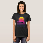 80 s Retro Sunset Synthesizer Synthwave Waveform T-shirt (Voorkant volledig)