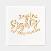 80 script gouden 80ste verjaardagsfeest folie servetten (Voorkant)