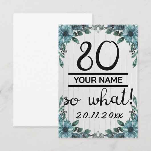 80 So What beroemd gemaakt door 80th Birthday Bedankkaart (Voorkant / Achterkant)