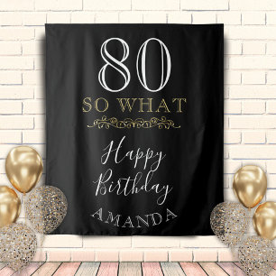 80 So what Grappige Quote Zwarte Elegante 80ste Ve Wandkleed