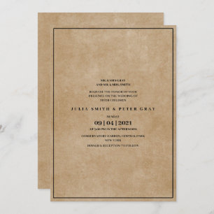  80-stijl Eenvoudig bruin papier bruiloft Kaart