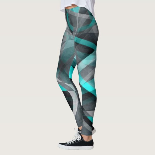 80 Turquoise en grijs Arched Line Pattern Leggings (Links)