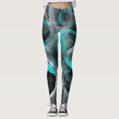 80 Turquoise en grijs Arched Line Pattern Leggings (Voorkant)